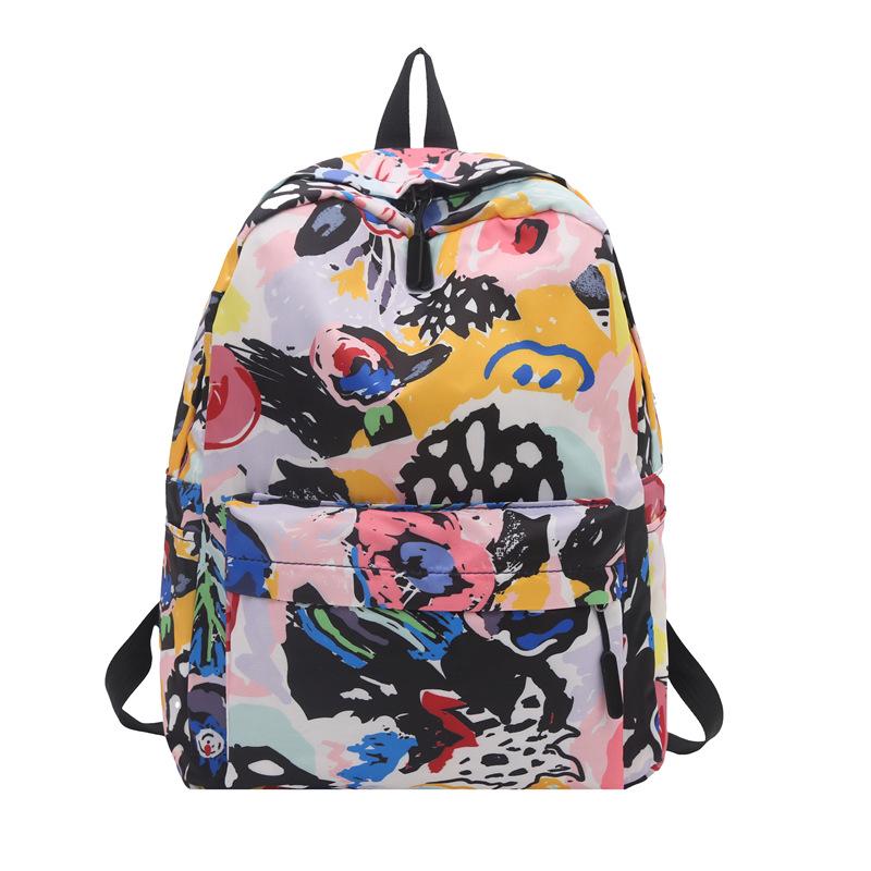 School bag female Mori junior high school girl backpack high school college student graffiti color matching lightweight backpack