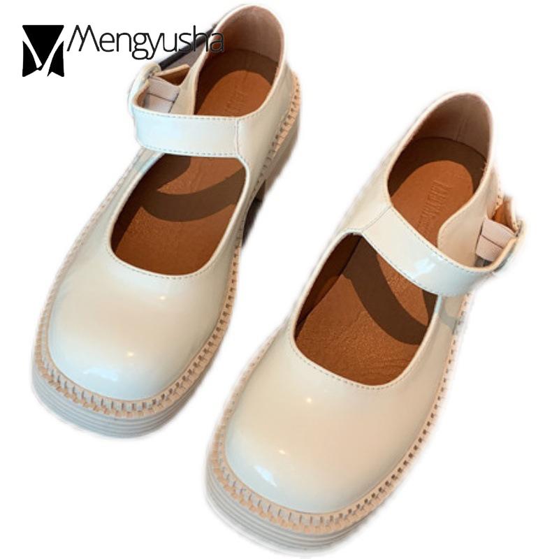 Fashion Japanese Lolita Shoes Girls Platform Flats Belt Strap Mary Jean Cosplay Maid Footwear Women Square Toe Loafers Ladies Boat Shoes