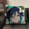 Venti Cute Genshin Impact Cushion Cover Natural Linen Organic Fabric DoubleSided Printing Sofa Home Decor Gift Pillow Case