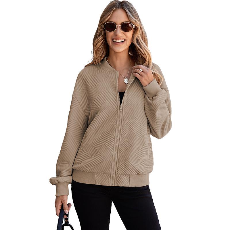 

2025 autumn new solid color long-sleeved jacket women s casual versatile texture slim and thin jacket women XXL