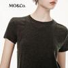 MO&Co. Women's 100% Wool Short-Sleeve Round Neck Sweater