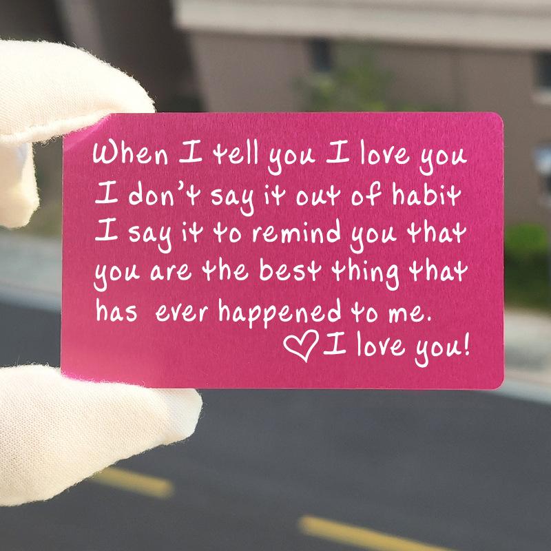 Tarjeta de billetera grabada I Love You - Inserción de billetera - Regalo de novio Regalo de aniversario de regalo de marido