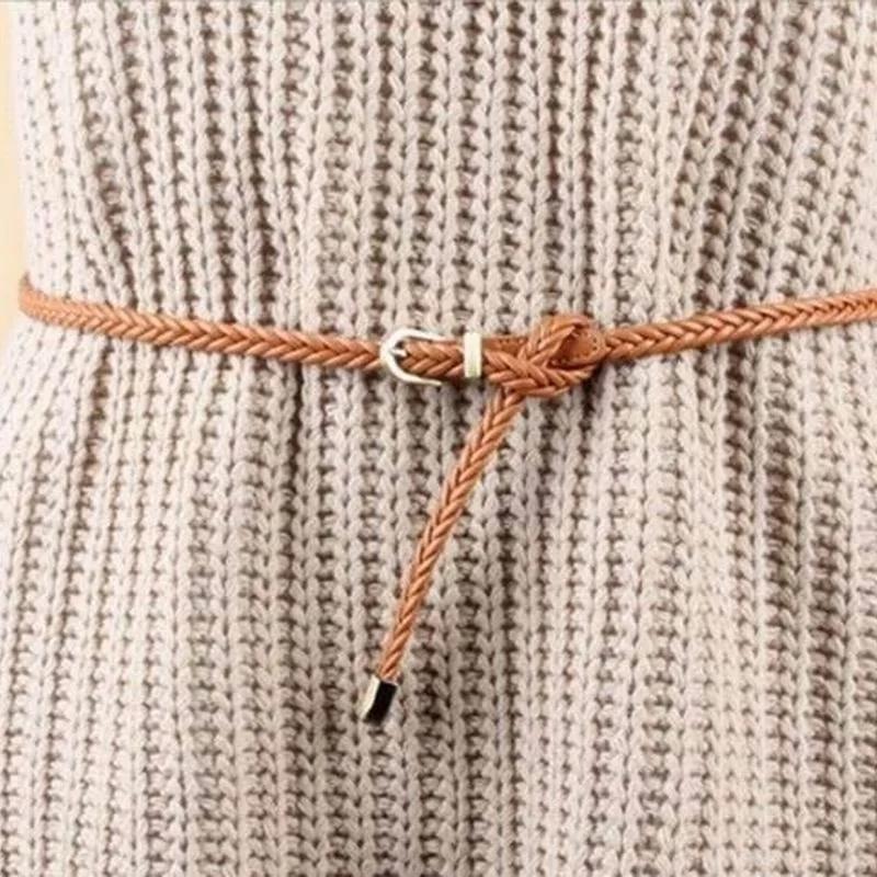 8 Colors for Choose Casual Women Party Thin Pin Buckle Woven Braided Belt Waist Strap Waistband