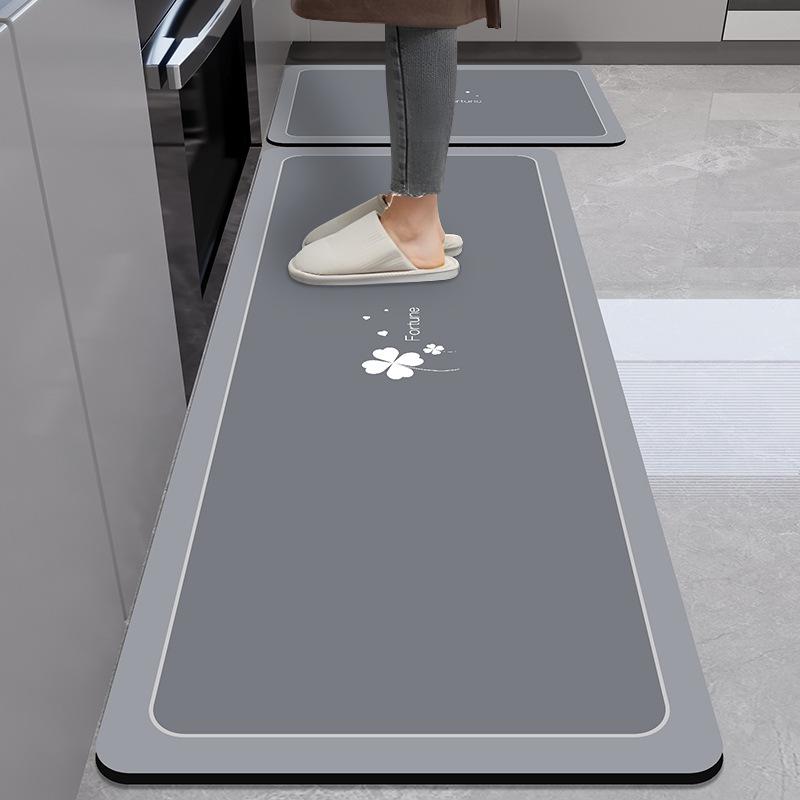 Marble Pattern Kitchen Anti-Oil Diatom Mud Mat: Water-Absorbing, Quick-Drying, Non-Slip, Easy-Care.