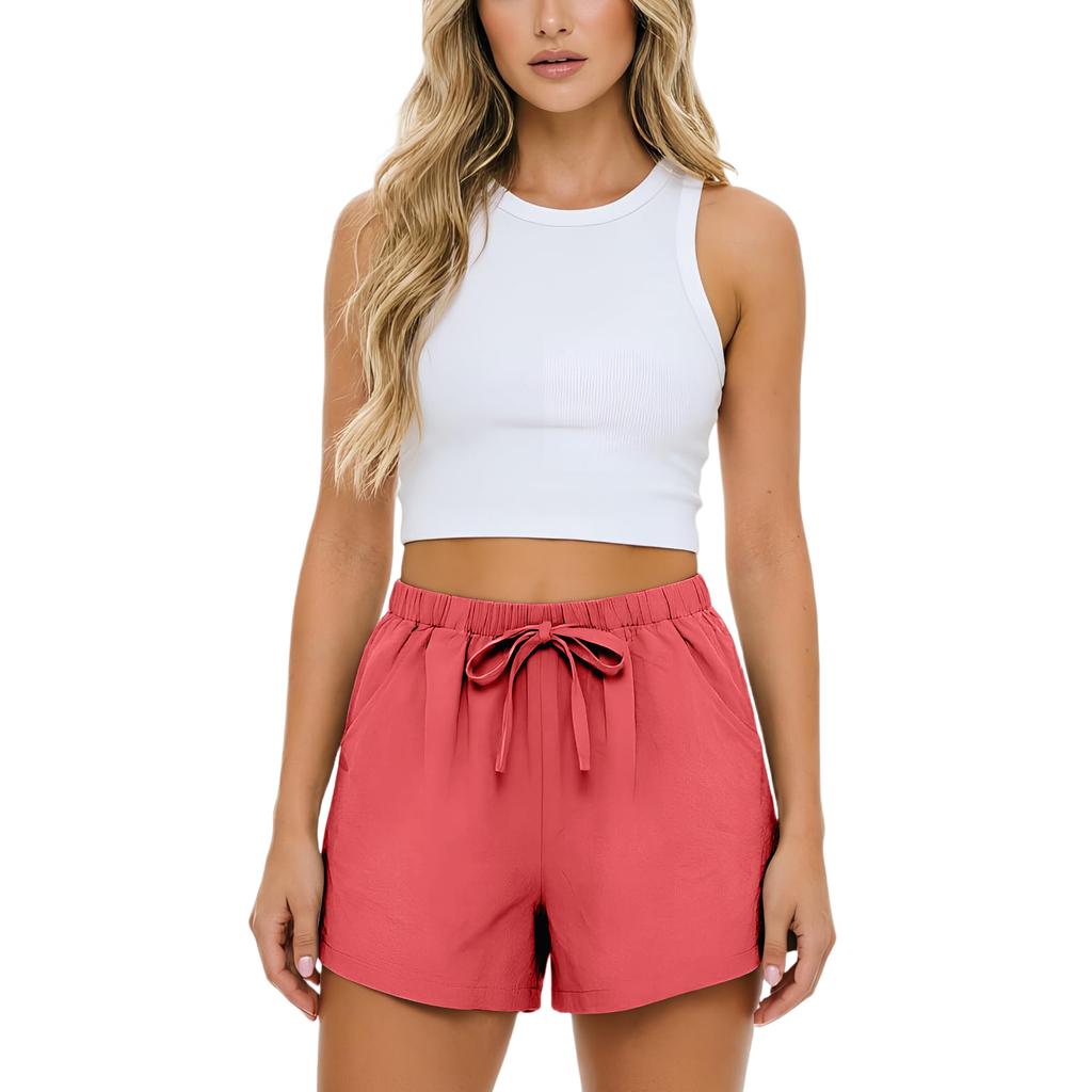 Casual en comfortabele damesboho-short met trekkoord en achterzakken voor de zomer