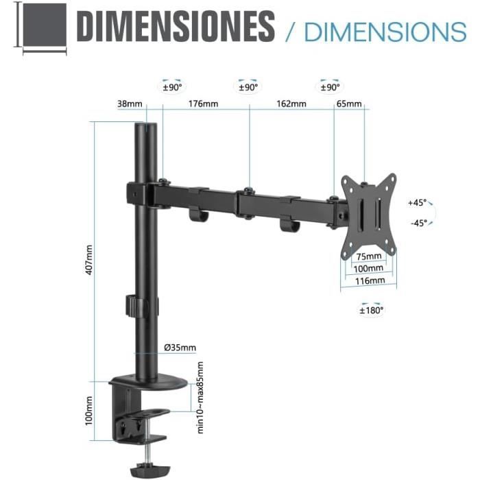 Support TV Inclinable - Iggual - IGG318294 - 17-32 Pouces - Inclinaison 45° - Montage Mural