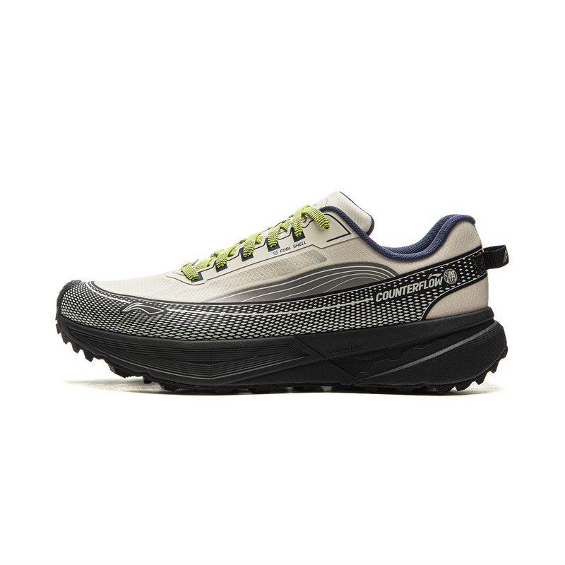 Li Ning Outdoor CF Tracing, Hiking Scenery Cushioning Reflective Rebound Low Top Hiking Shoes Unisex Black Gray AHTV041-2