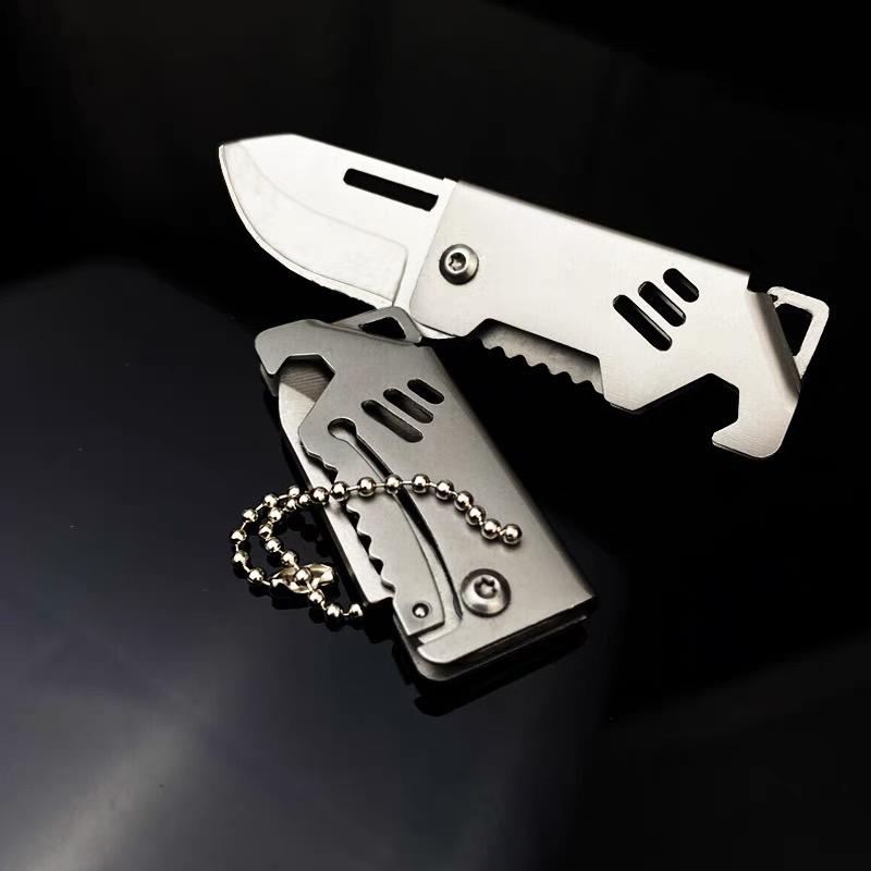 Mini 420 Stainless Steel Folding Knife Keychain Mini Key Knife EDC Creative Pocket Knife Portable Bottle Opener Sharp Cutting To