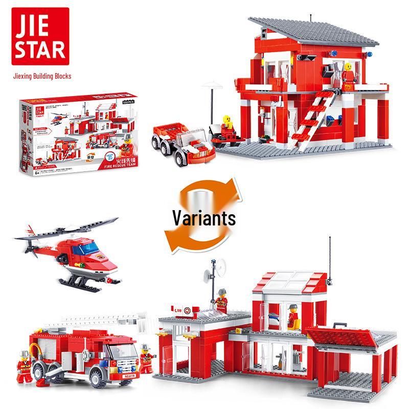 Jie Xing Firefighting Building Blocks Set: Educational Boys Toy Cars - Special Offer 22x16x30