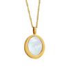 Natural White Sea Shell Oval Pendant Necklace, Wind Titanium Steel Gold-Plated Versatile Collarbone Chain