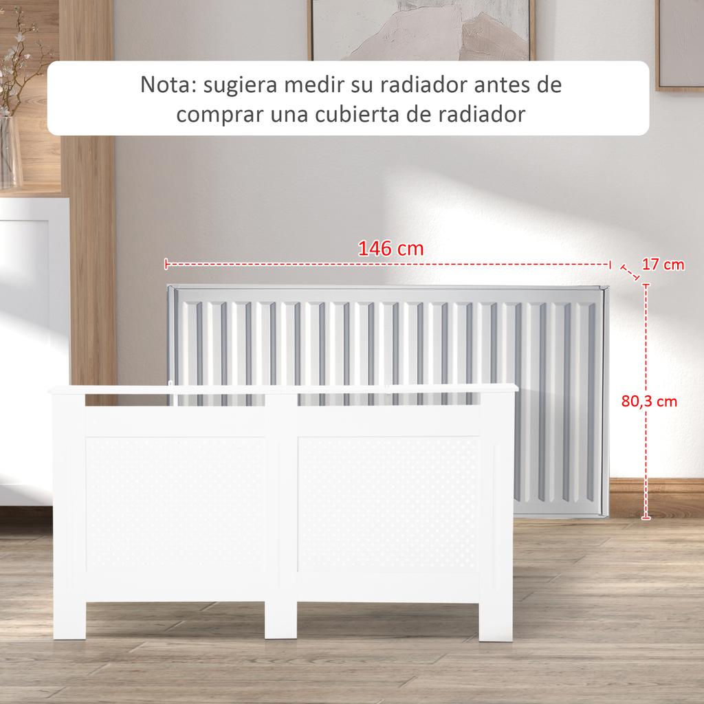 MDF Radiator Cover, Slats, Living Room, Bedroom, Hallway, 151.5 x 19 x 82 cm, White
