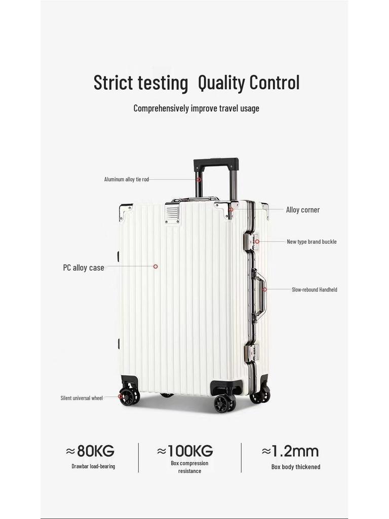 28" Women's Suitcase: Thick Aluminum Frame, Large Capacity, Silent Universal Wheels, Durable Travel Design. Logo Customization Available.