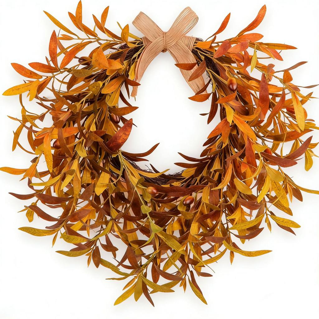 Autmn Floral Wreath With Simulated Leaves, And ; Spring And Summer Door Hangings For Home Decor.
