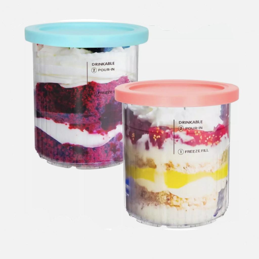 4PCS Ice Cream Pints Cup For Ice Creami Machine NC500 NC501 Ice Cream Storage Containers Food Storage Jar Set with Sealing Lids