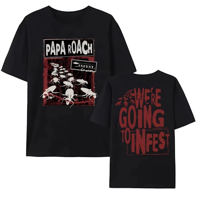 PAPA ROACH Rock Band Tshirt Cotton Summer Mens Hip Hop Casual Street Vest Graphic Print Loose Tshirt Hip Hop Streetwear