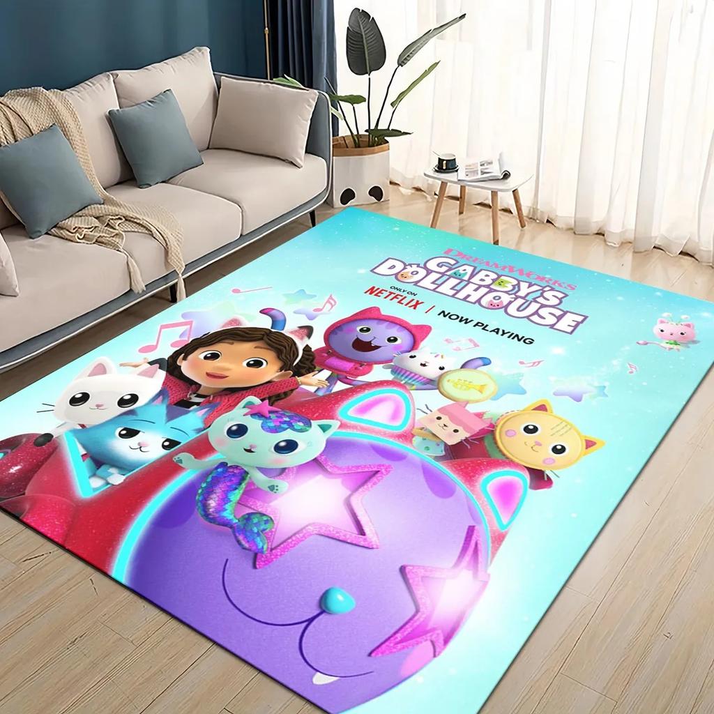 2025 New Style Gabbys Dollhouse Cartoon Girl Gift Carpet Rug for Living Room Bedroom Home Sofa Decoration,kid Non-slip Floor Mat