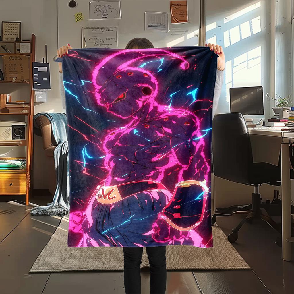 1PC Majin Buu Print Flannel Blanket, High quality All Seasons, Home Decor, Warmth and Comfort, Perfect for Christmas Gifts