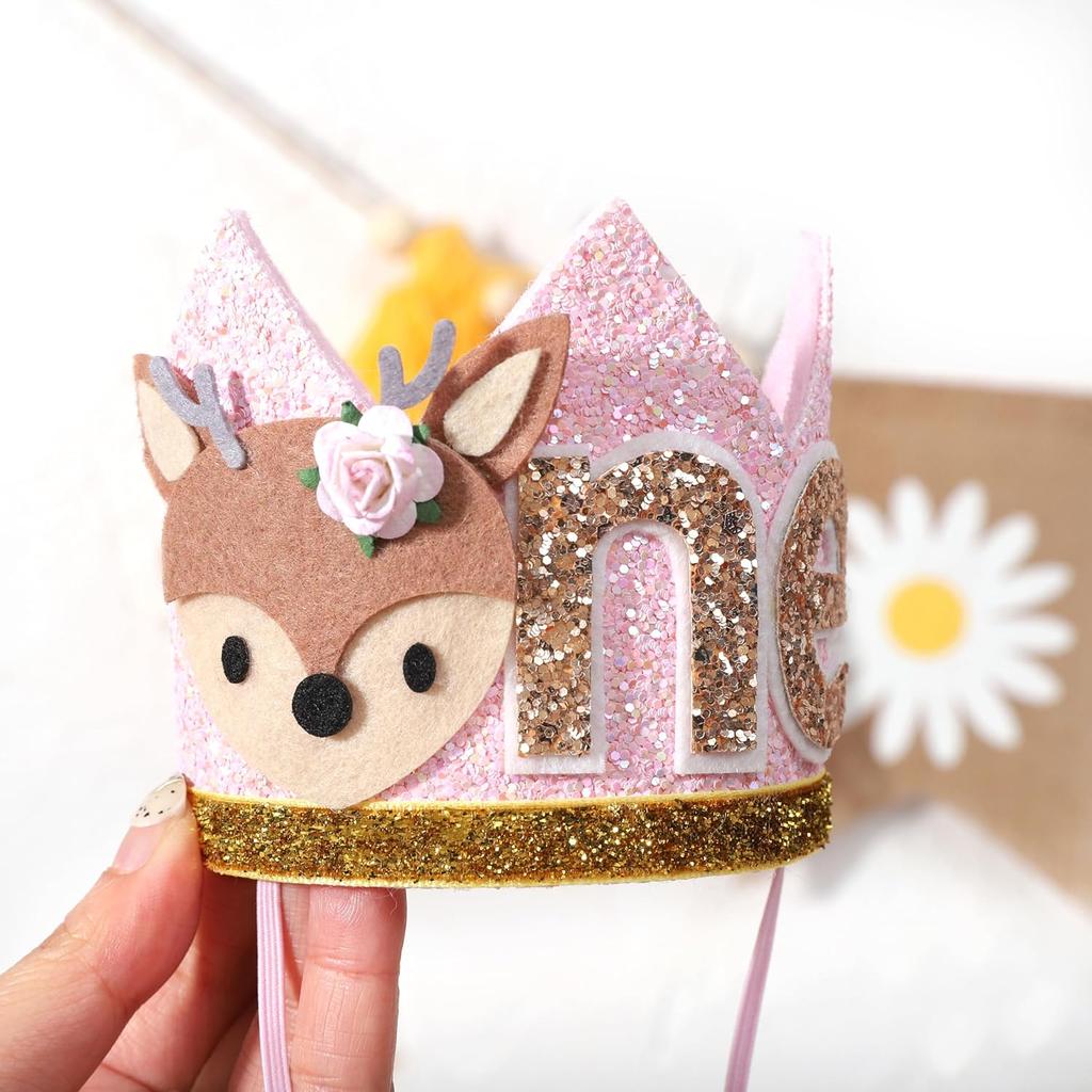 Winter Onederland Deer 1st Birthday Hat - Christmas Reindeer Birthday Crown, Miss OneDeerful First Birthday Decor