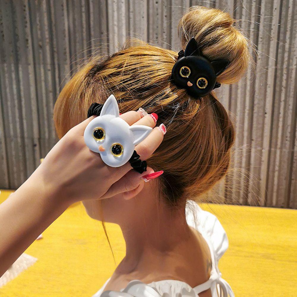 Women Acrylic Korean Animal Female Hair Ties Kitten Headwear Cartoon Hair Rope Scrunchies