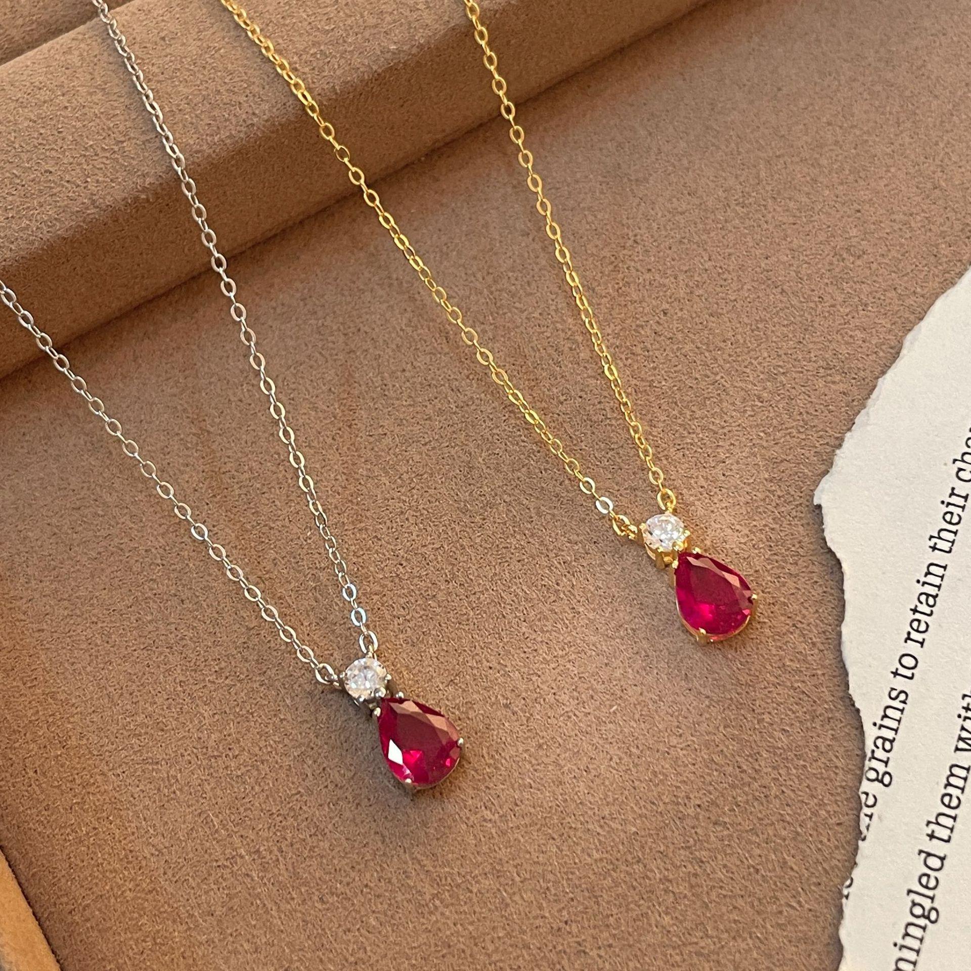 925 Sterling Silver 18K Gold Plated Teardrop Zircon Pendant Necklace for Women, Hypoallergenic CZ Dainty Necklace Silver