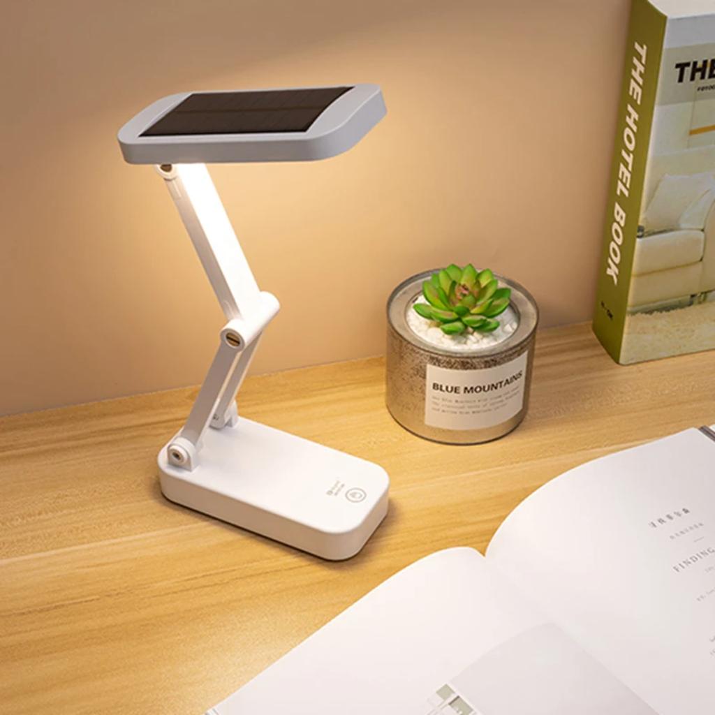 New Solar Powered Foldable Desk Lamps Also USB Charging Rechargeable Eye Protection Reading Lights Bedside Dimmable Night Lighti