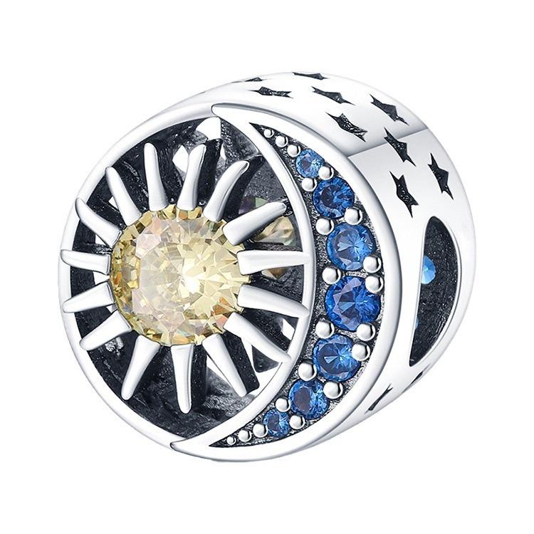 Zirconia Inlaid Star Moon Sun Round Bead Pendant Fashion Jewelry Pendant Necklace Accessory