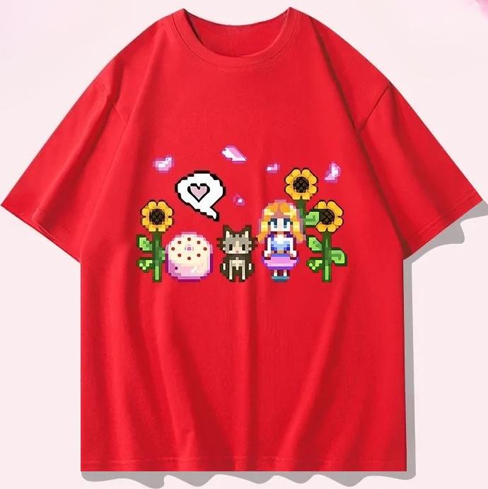 Stardew Valley ar īsām piedurknēm T-krekls vīriešiem 2025 jauns vasaras pikseļu stila pusaudžu apģērbs