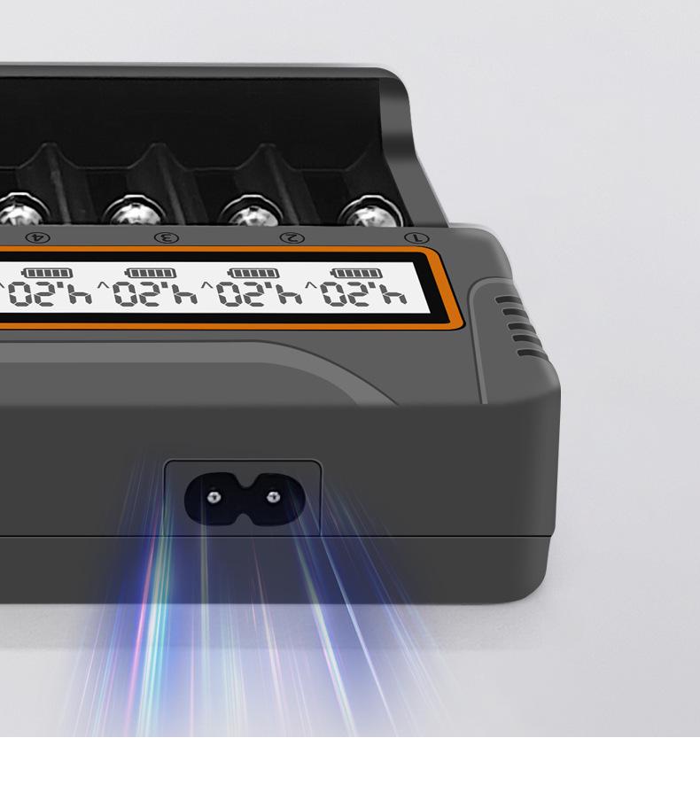 12-Slot Smart Charger for 18650, AA, AAA 3.7V Lithium Batteries with Universal Display