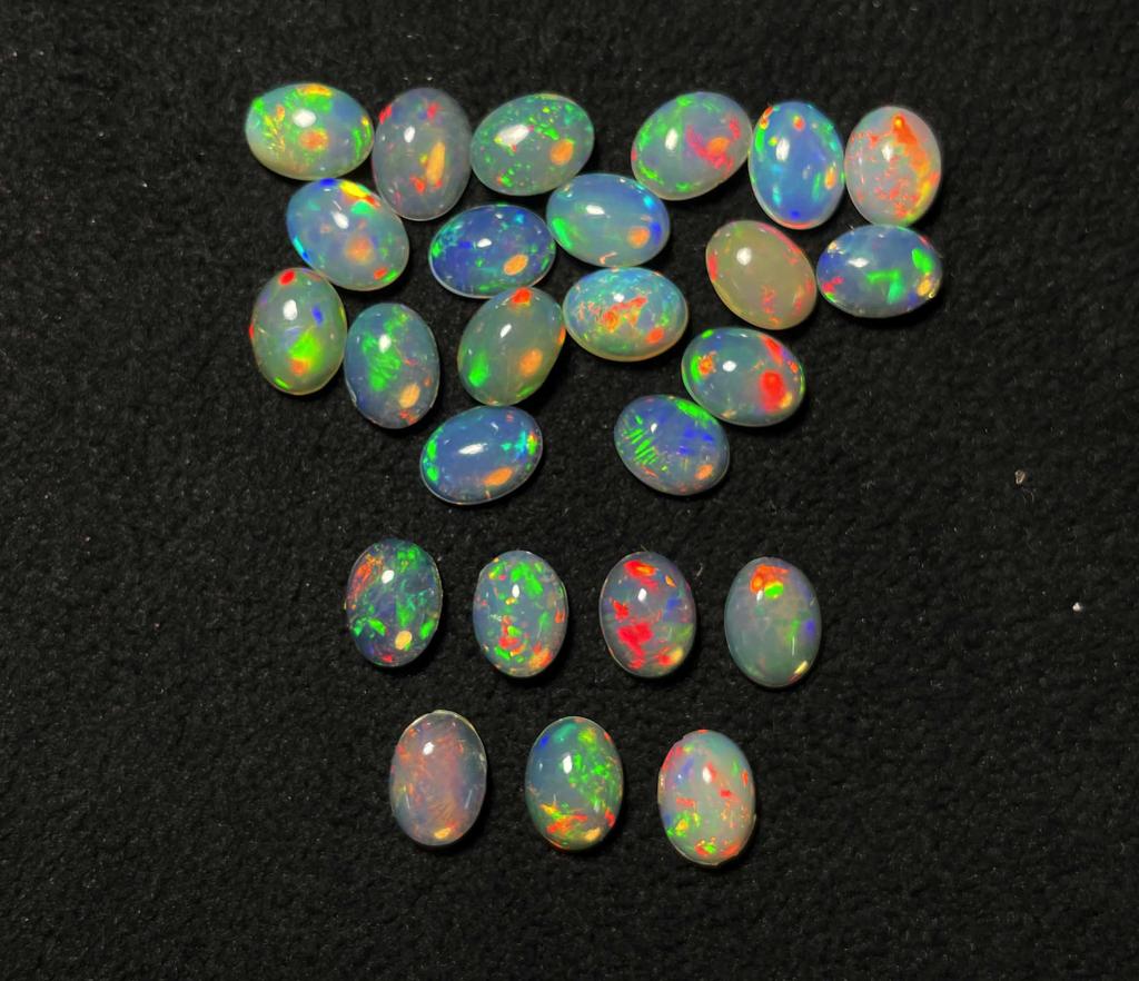 Natural Ethiopian Opal Oval Cabochon Loose Gemstone Lot 5 Pcs 6*8 MM Opal Cabochon Gemstone For Jewelry Making