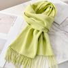 Womens White Wool Scarf Winter Warm Tassel Narrow Couple Style Student Fashion