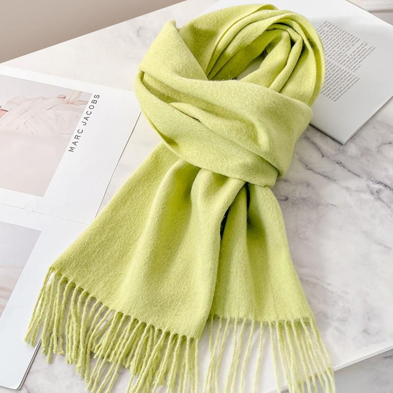 Womens White Wool Scarf Winter Warm Tassel Narrow Couple Style Student Fashion