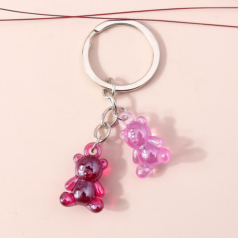 Colorful Resin 3D Bear Keychain Animal Key Rings Pendants for Women Girl Key Holder Handbag Pendants Charms DIY Jewelry Gifts