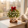 Holiday Gift Ideas for Family Simulated Crochet Christmas Potted Decor, Knitted Mini Artificial Tree Flower Handmade Crocheted Yarn Flowers Ornament,