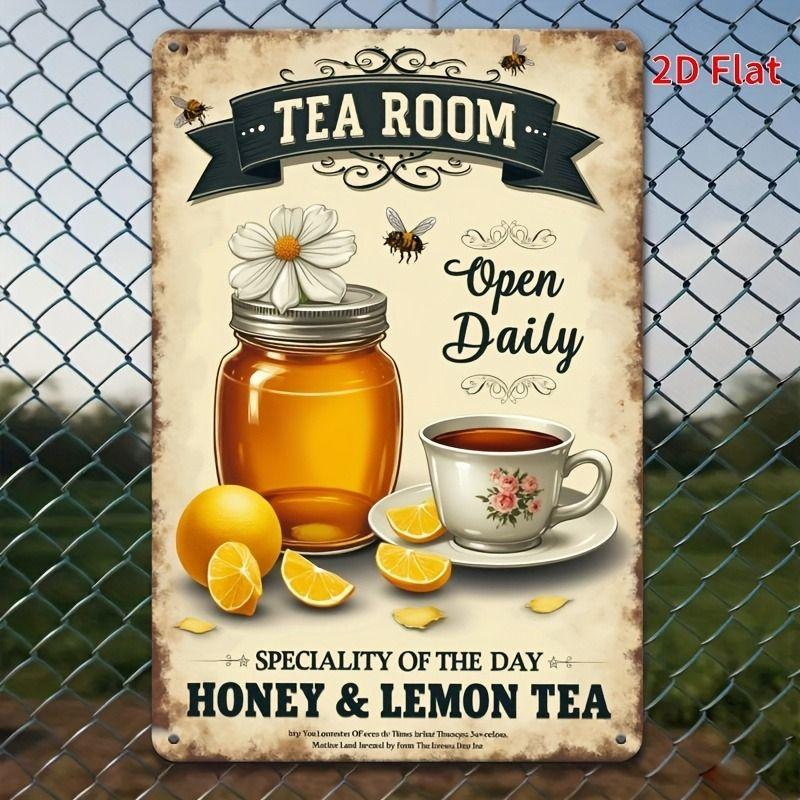 Vintage Bees & Honey Metal Tin Sign for Kitchen Farm Interior Decor