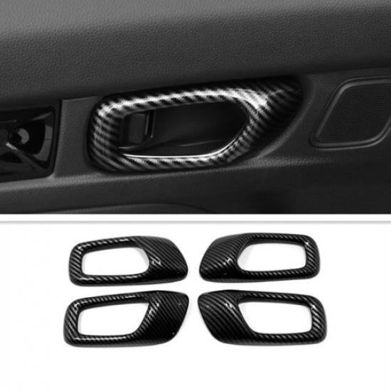 Carbon Fiber Inner Door Handle Bowl Cover Trim Kit Fit For Honda Civic