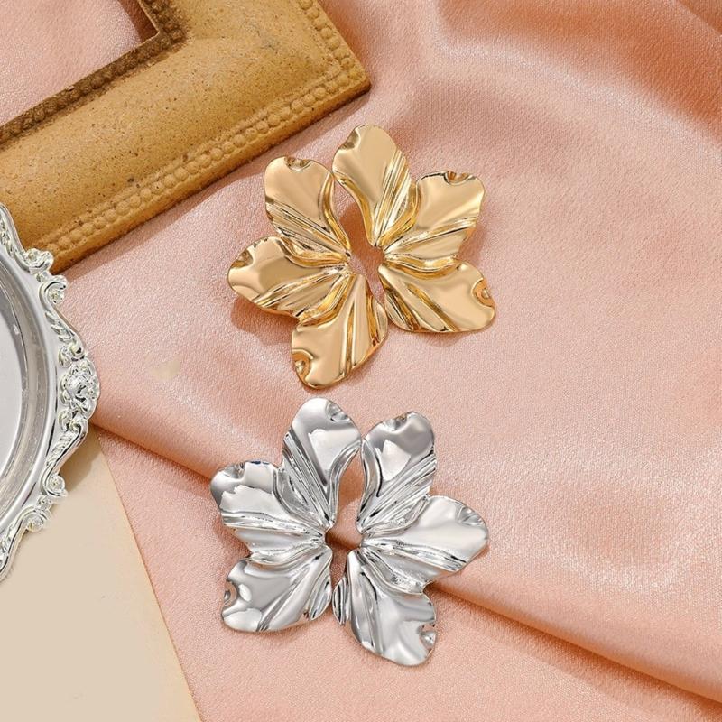 Elegant Irregular Petal Earrings for Women Featuring Alloy Materials Portable for Daily Wear And Special Occasions