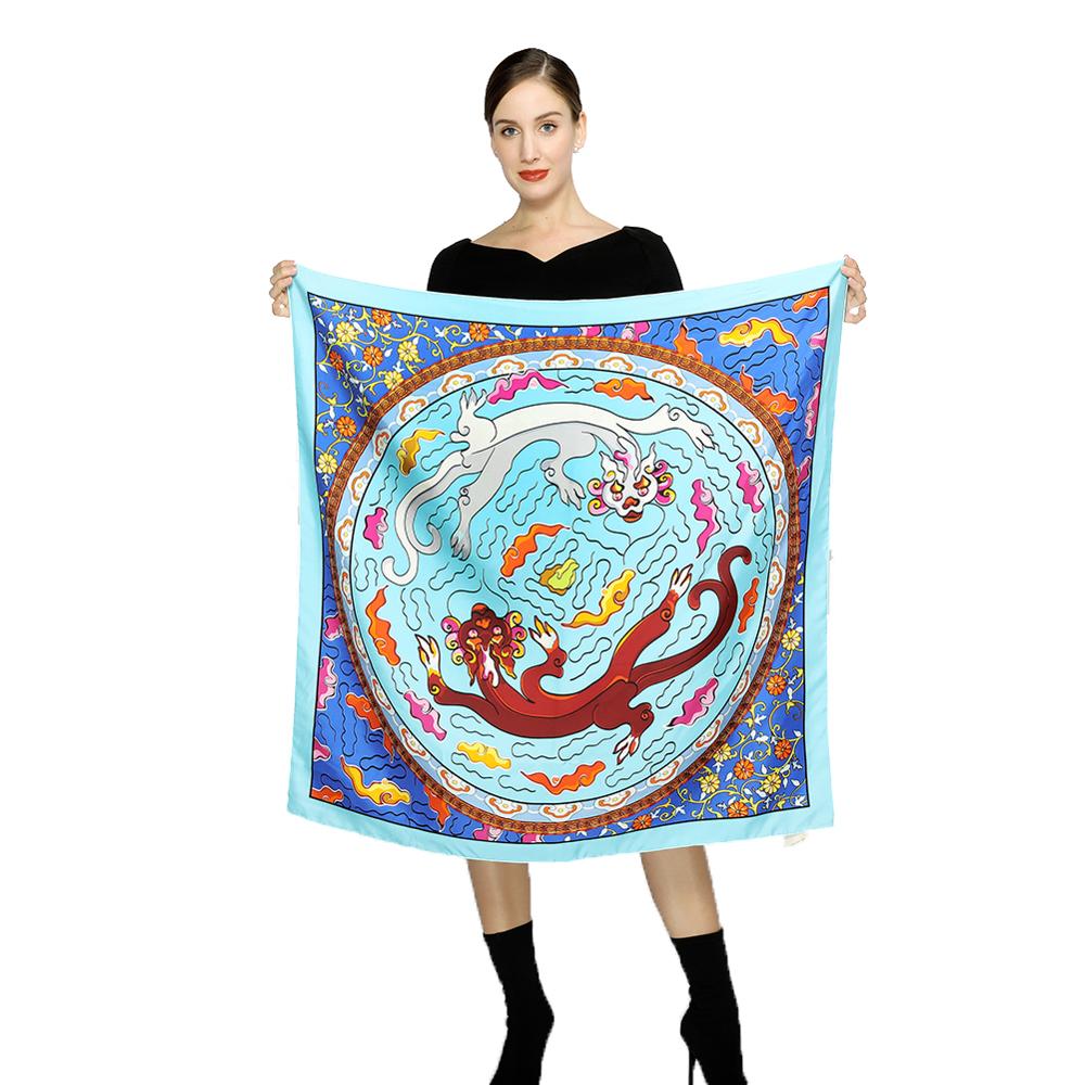 90x90  Luxury Custom Small Silk Square Scarf for Women