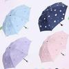 Compact Black Vinyl Folding Umbrella for Female Students - Sun & Rain Protection, Small Fresh Style.