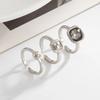 Simple and Stylish Long Tassel Chain Geometric Earrings for Women, Fashionable Black Acrylic Personalized Earrings and Ring Set