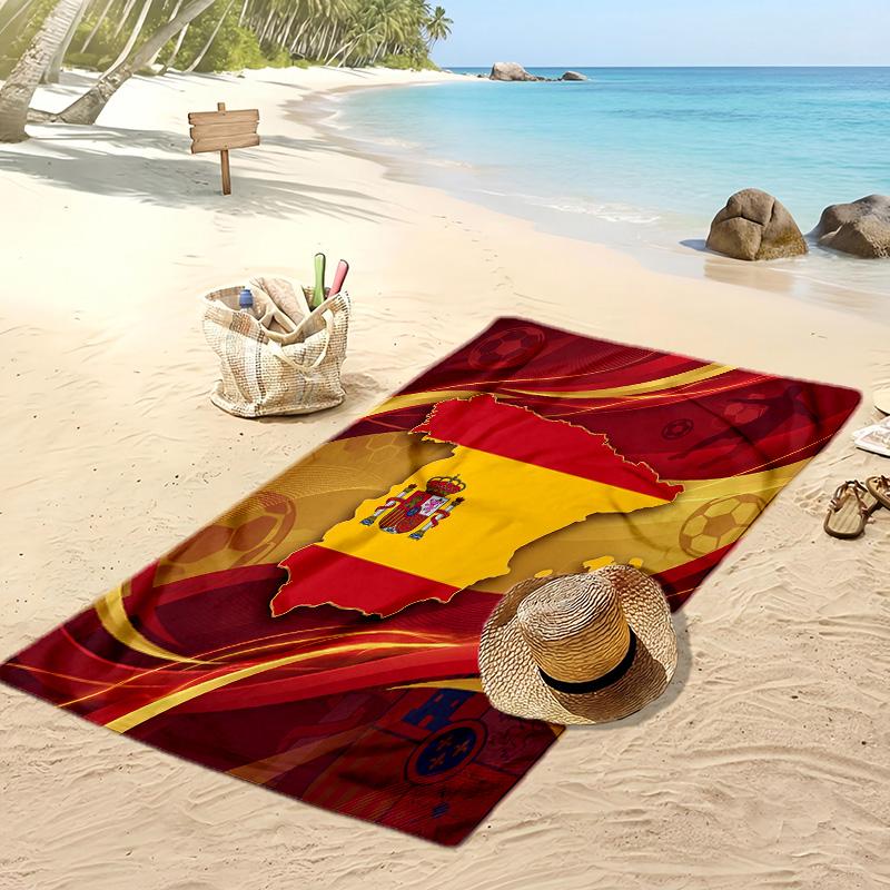 Spanien Fußball Druck Strandtuch Schnelltrocknend Super Saugfähig Weiches Badetuch für Schwimmen Strand Reisen Fan Souvenir Geschenk 80cmx160cm(31x63inch)