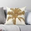 Goldene Palme Faux Metallische Folie Quadratische Kissenhülle Polyester Leinen Samt Bedruckt Reißverschluss Dekorative Kissenhülle Auto Kissenbezug