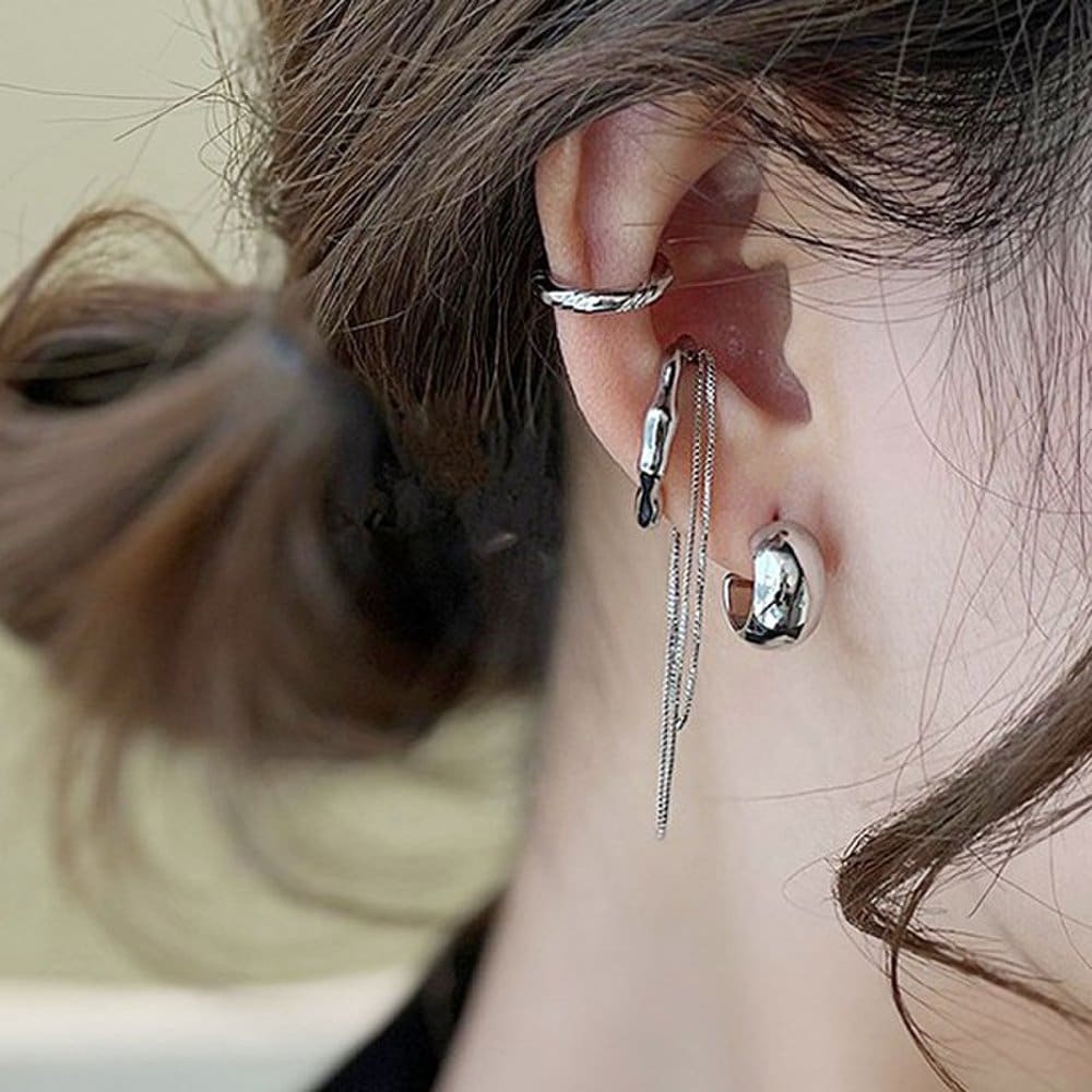 Bold Earrings Fashion Chain Drop Earrings Ear Cuff Set