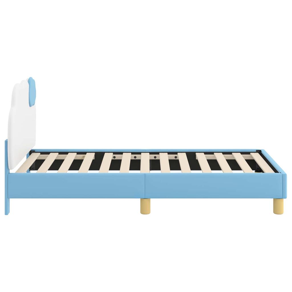 Children S Bed Frame with Headboard Blue 80 X 160 Cm PU Leather