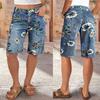 Cross2026 Floral High-Waist Wide-Leg Denim Capris for Women