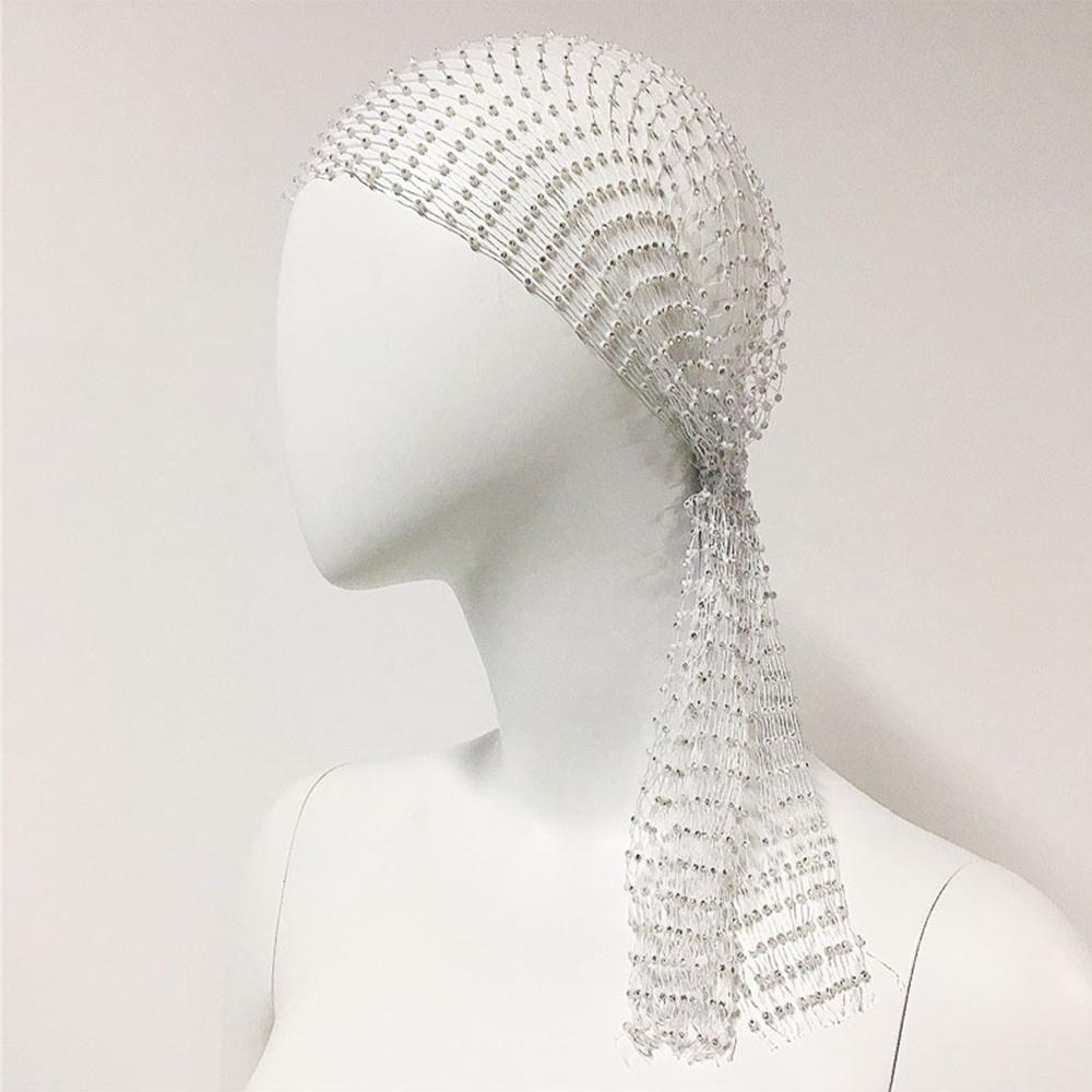 2Pcs Rhinestone Mesh Headband Head Scarfs For Women Girls Rave Hair Accessories