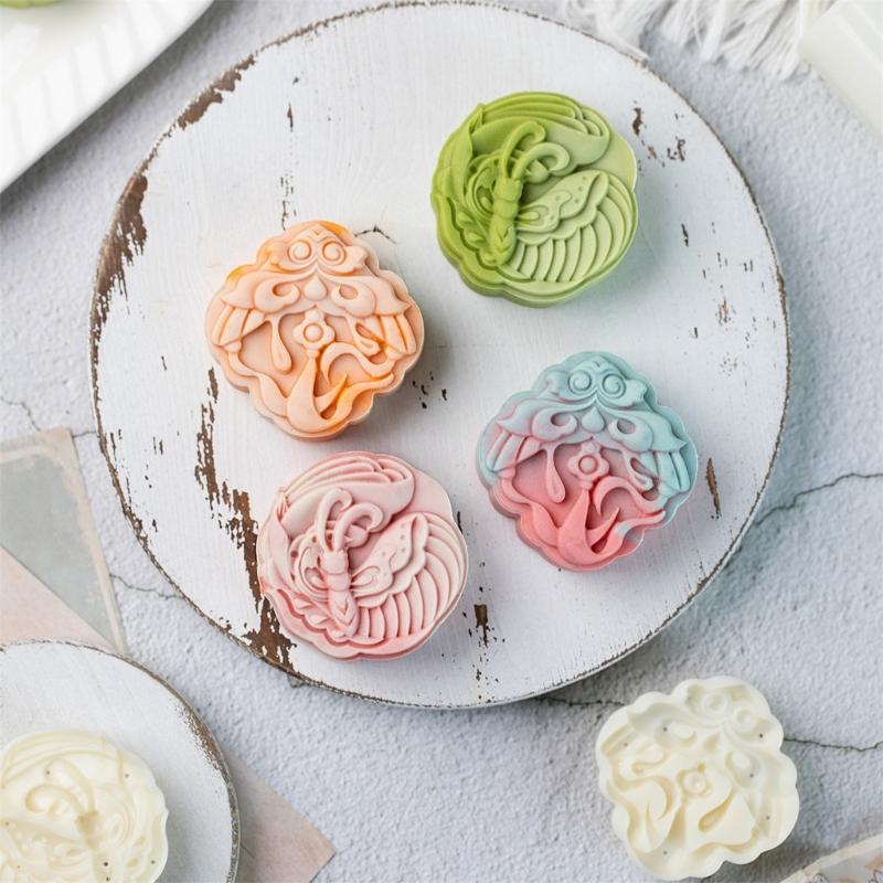 Food Safe Plastic Moon Cakes Maker Set 75g Kite Pattern Molds Easy Press Mechanism Holiday Baking Essential