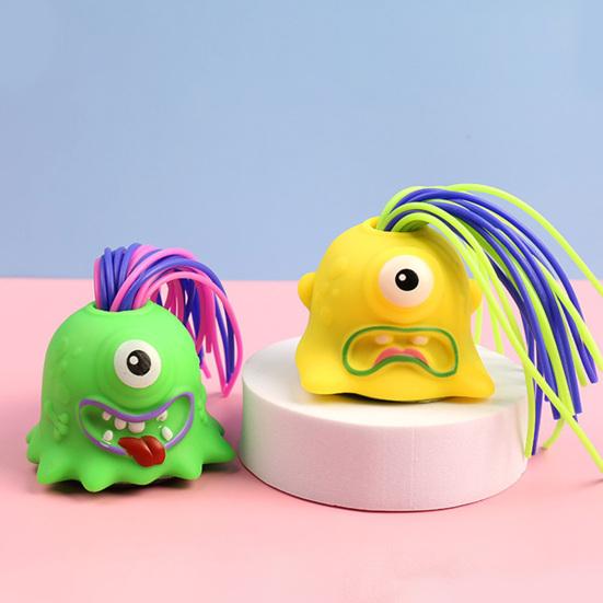 Hair Pulling Screaming Demon Toy with 6 Sound Effects Stress Anxiety Relief Colorful Hair Plucking Devil Sensory Fidget Toy Party Favors