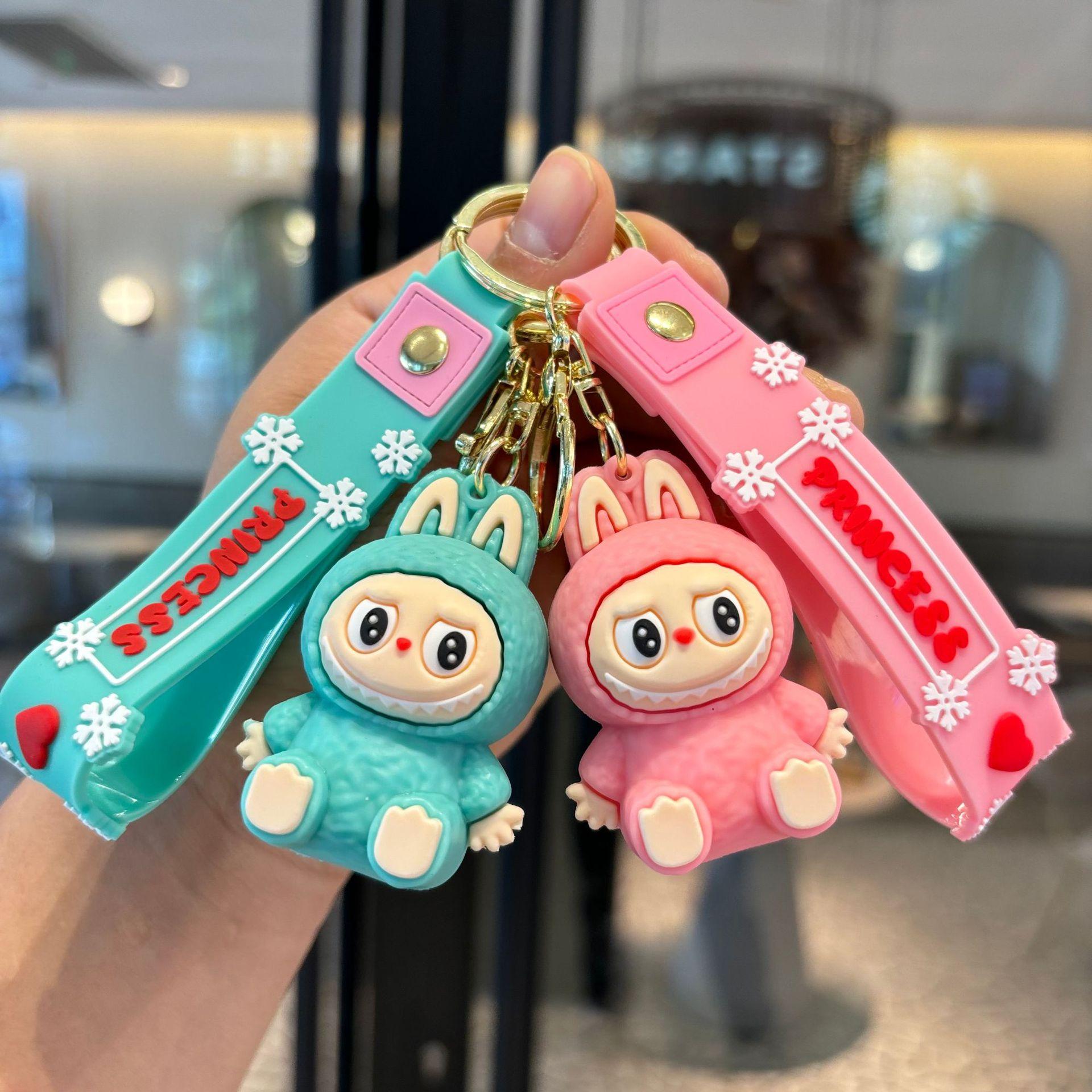 

Anime Labubu Keychain Cute PVC Keyrings for Bags Pendant Gifts синій