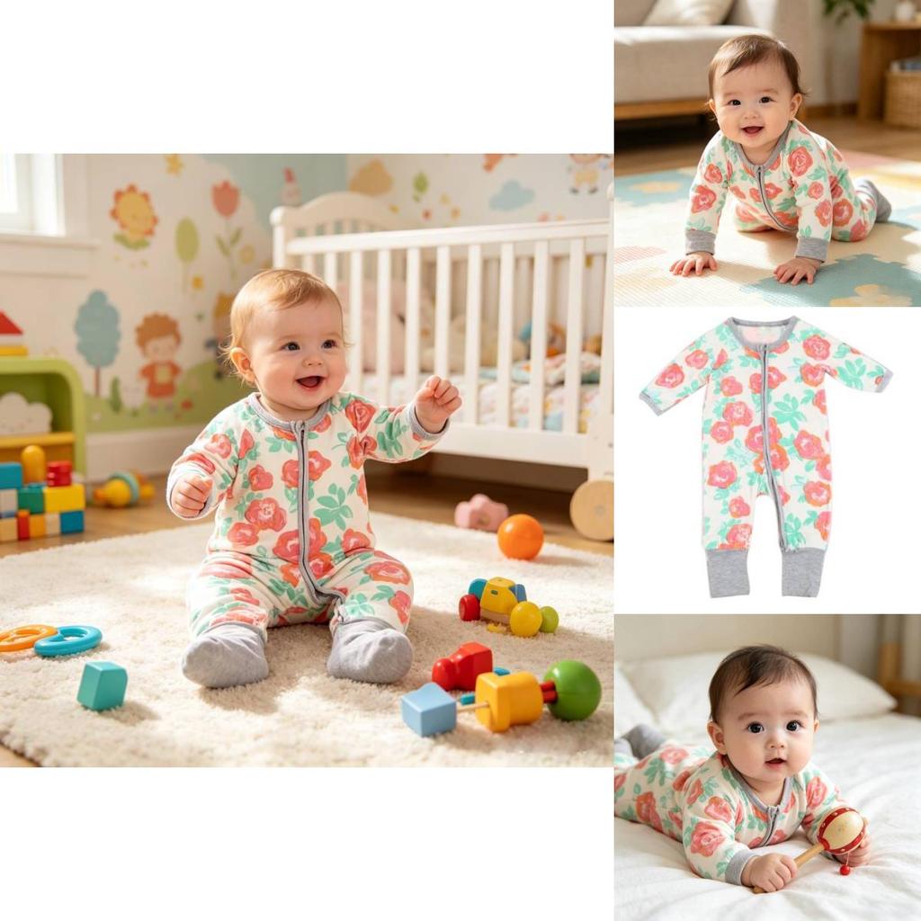 Baby Cotton Romper With Floral Print For Boys And Girls Perfect For Crawling