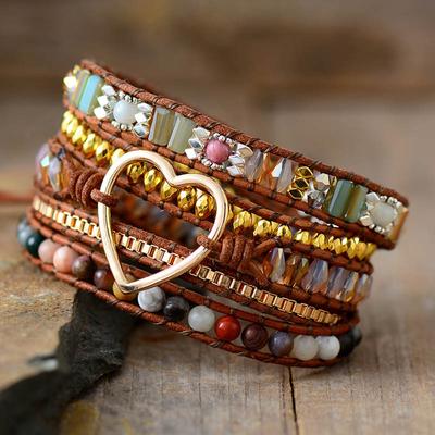 BLINGBAY Women's Bracelet New Mixed Stone Love Crystal Bracelet Hand Woven Multi-layer Winding Bracelet Girls Party Birthday Jewelry Gift